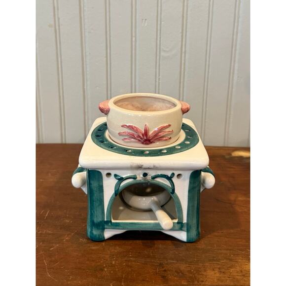 Vintage Ceramic Stove Aroma Lamp Wax Warmer 1990s Kitchen Lighting Decor - Picture 3 of 6